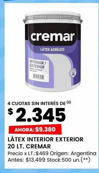 Changomas Látex interior exterior 20 lt. oferta