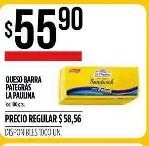 Supermercados Vea La Paulina Queso Barra Pategrás 100grs oferta
