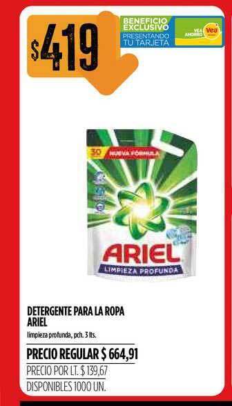 Supermercados Vea Ariel Detergente Para La Ropa 3lts oferta