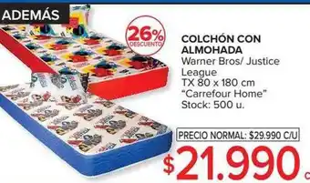 Carrefour 26% descuneto colchón con almohada oferta