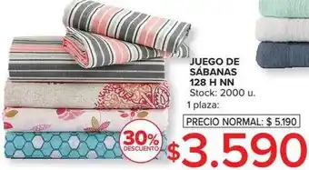 Carrefour 30% descuneto juego de sábanas 128 h nn oferta
