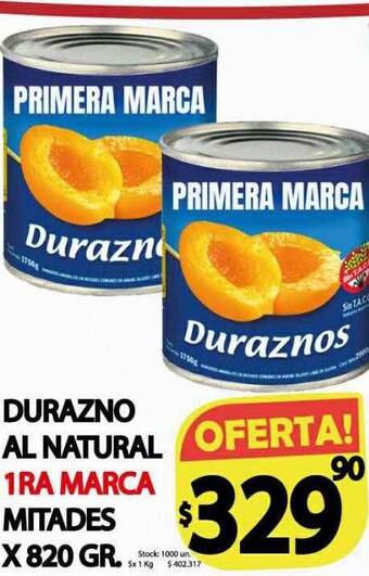 Durazno al natural 1ra marca mitades