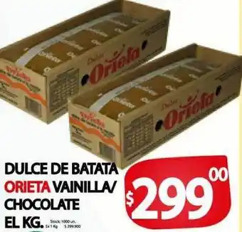 Supermercados Mariano Max Dulce de batata orieta vainilla chocolate oferta