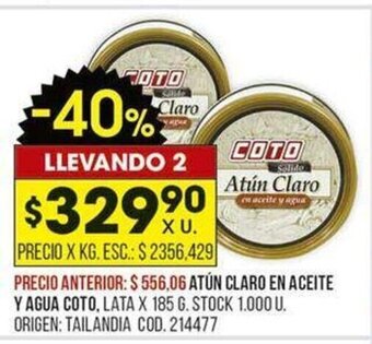 Coto Atún Claro en Aceite Y Agua Coto oferta