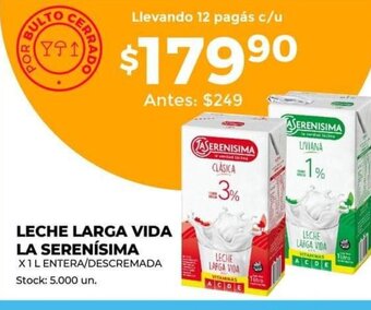 Supermercados Tadicor Leche Larga Vida La Serenísima oferta