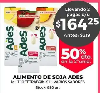 Supermercados Tadicor Alimento de Soja Ades oferta