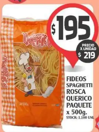 Fideos Spaghetti Rosca Querico Paquete x 500g