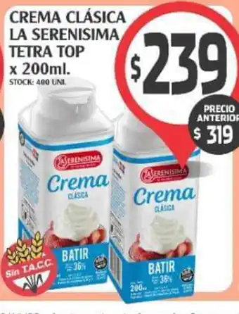 Supermercados Malambo Crema Clásica La Serenisima Tetra Top x 200ml oferta