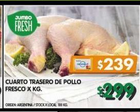 Jumbo Cuarto trasero de pollo fresco x kg oferta