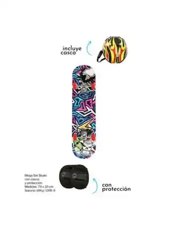 El Mundo del Juguete Kit mega skate infantil incluye protecciones y bolso protector oferta