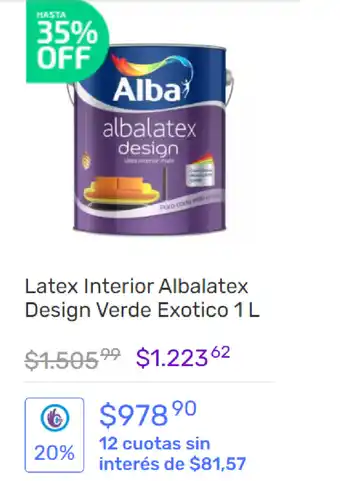 Pinturerías Rex Latex Interior Albalatex Design Verde Exotico 1L oferta