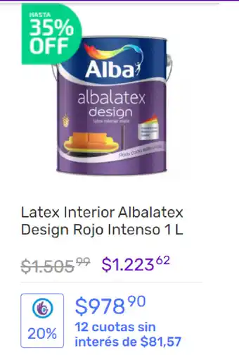 Pinturerías Rex Latex Interior Albalatex Design Rojo Intenso 1L oferta