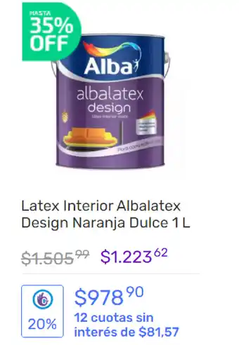Pinturerías Rex Latex Interior Albalatex Design Naranja Dulce 1L oferta