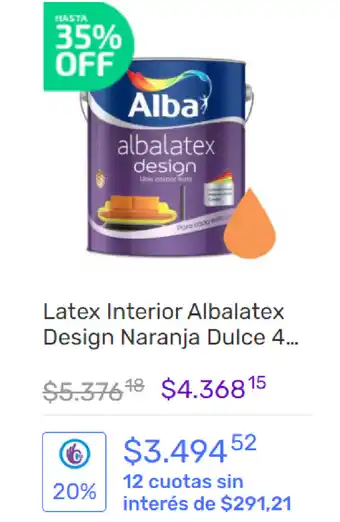 Pinturerías Rex Latex Interior Albalatex Design Naranja Dulce 4 oferta