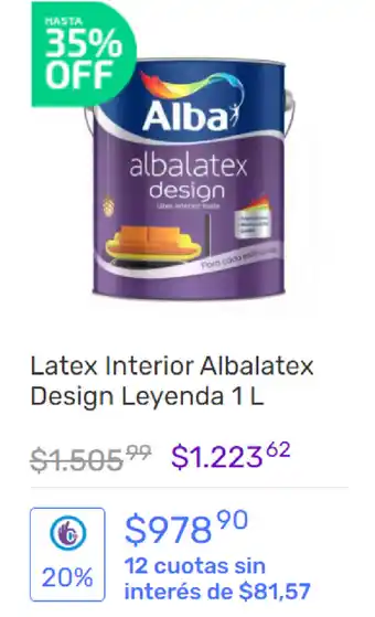 Pinturerías Rex Latex Interior Albalatex Design Leyenda 1L oferta