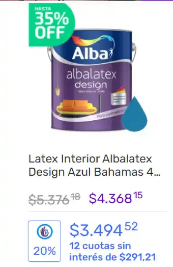 Pinturerías Rex Latex Interior Albalatex Design Azul Bahamas 4 oferta