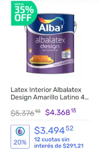 Pinturerías Rex Latex Interior Albalatex Design Amarillo Latino 4 oferta