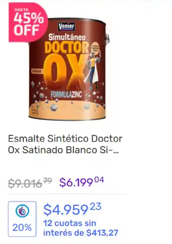 Pinturerías Rex Esmalte Sintético Doctor Ox Satinado Blanco Si oferta