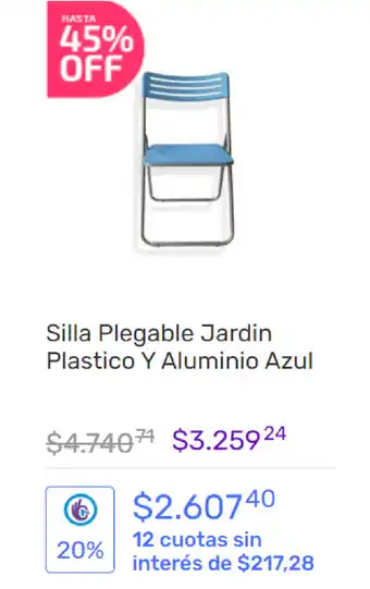 Pinturerías Rex Silla Plegable Jardin Plastico Y Alumino Azul oferta