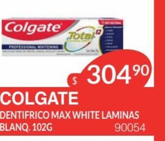 Masivos Colgate Dentifrico Max White Laminas Blanq. 102g oferta