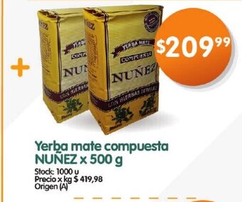 Supermercados Buenos Días Yerba Mate Compuesta Nuñez x 500g oferta