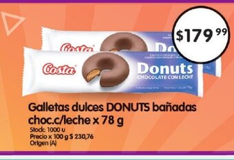 Supermercados Buenos Días Galletas Dulces Donuts Bañadas Choc. C/Leche x 78g oferta