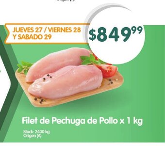 Supermercados Buenos Días Filet de Pechuga de Pollo x 1kg oferta