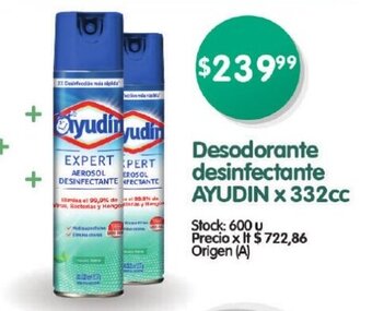 Supermercados Buenos Días Desodorante Desinfectante Ayudin x 332cc oferta