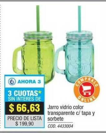 Rio Shop Deco Jarro Vidrio Color Transparente C Tapa Y Sorbete oferta