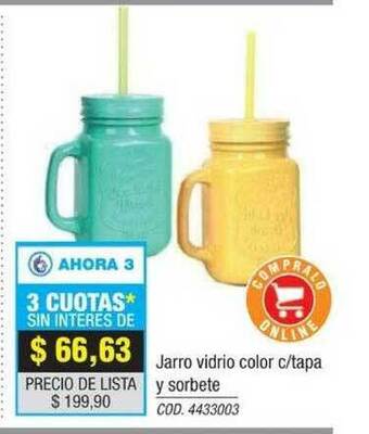 Rio Shop Deco Jarro Vidrio Color C Tapa Y Sorbete oferta