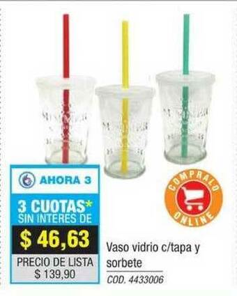 Rio Shop Deco Vaso Vidrio C Tapa Y Sorbete oferta