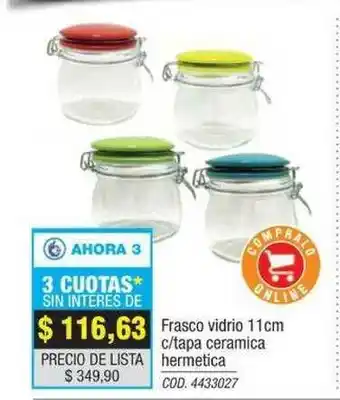 Rio Shop Deco Frasco Vidrio 11 Cm C Tapa Cermica Hermetica oferta
