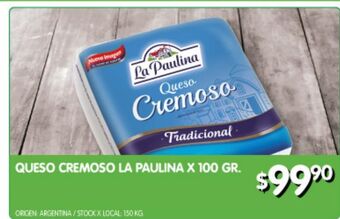 Jumbo Queso cremoso la paulina x 100g oferta