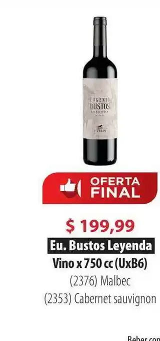 Parodi Eu. Bustos Leyenda Vino X 750 Cc Malbec O Cabernet Sauvignon oferta