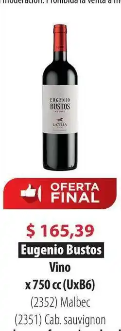 Parodi Eugenio Bustos Vino X 750 Cc Malbec O Cab. Sauvignon oferta