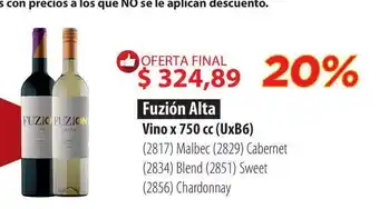 Parodi Fuzión Alta Vino X 750 Cc Malbec, Cabernet, Blend, Sweet O Chardonnay oferta