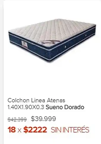 Megatone Sueno Dorado Colchon Linea Atenes 1.40x1.90x0.3 oferta