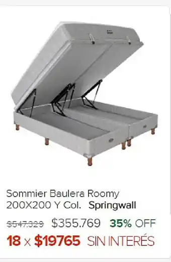 Megatone Springwall Sommier Baulera Roomy 200x200 y Col. oferta