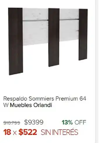 Megatone Muebles Orlandi Repaldo Sommiers Premium 64 W oferta