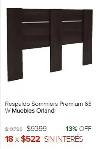 Megatone Muebles Orlandi Respaldo Sommiers Premium 63 W oferta