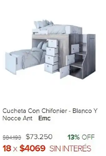 Megatone Emc Cucheta Con Chifonier-Blanco Y Nocce Ant oferta
