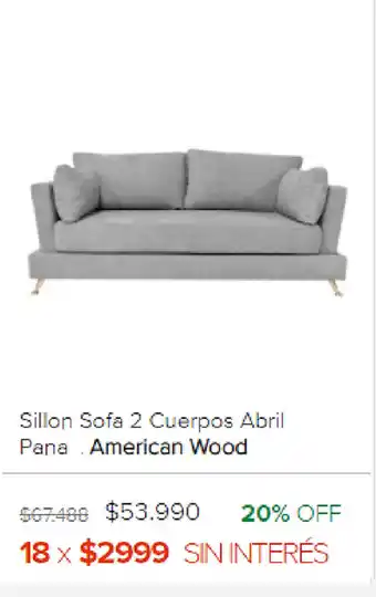 Megatone American Wood Sillon Sofa 2 Cuerpos Pana oferta