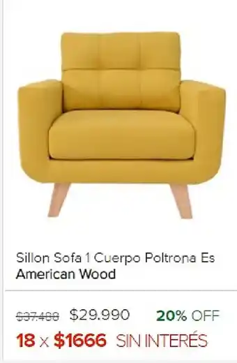 Megatone American Wood Sillon Sofa 1 Cuerpo Poltrona Es oferta