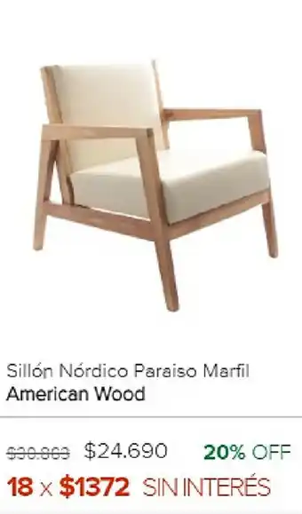 Megatone American Wood Sillón Nórdico Paraiso MNarfil oferta