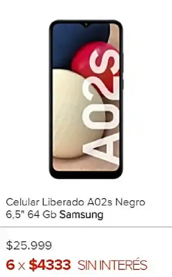 Megatone Samsung Cellular Liberado A02s Negro oferta