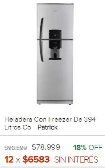 Megatone Patrick Heladera Con Freezer De 394 Litros Co oferta