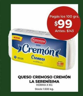 Super MAMI Queso cremoso cremón la serenísima oferta
