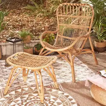 Set silla y apoya pies rattan