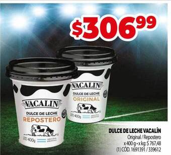 Makro Dulce de leche vacalín oferta