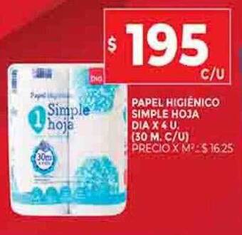 Supermercados DIA Papel higiénico simple hoja dia oferta